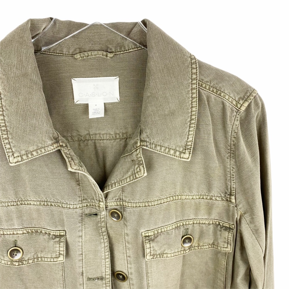 CASLON Army Green Button Down Shirt Jacket Medium - Picture 4 of 7